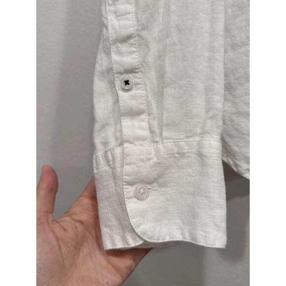 J. Crew Baird McNutt Irish Linen Button Down Shirt Womens Size 14 Slim Fit White - Picture 6 of 8